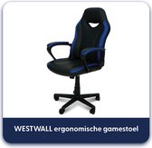 EASTWALL Ergonomische gamestoel – Verrijdbare en draaibare bureaustoel – Modern en stijlvol design - Maximale belasting 110 kg - Zithoogte 45-54.5 cm - Kunstleer/Textiel - Zwart /