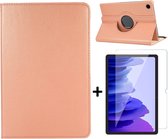 Samsung Galaxy Tab A8 2021 10.5 inch Hoes Roségoud & Glazen Screenprotector - Draaibare Tablet Case met Standaard