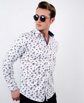 Luxe Heren Overhemd met Fietsen- Slim Fit -3106 - Wit