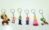 Super Mario Sleutelhanger Set - 6 Stuks- Mario - Luigi - Peach - Yoshi - Donkey Kong - Toad