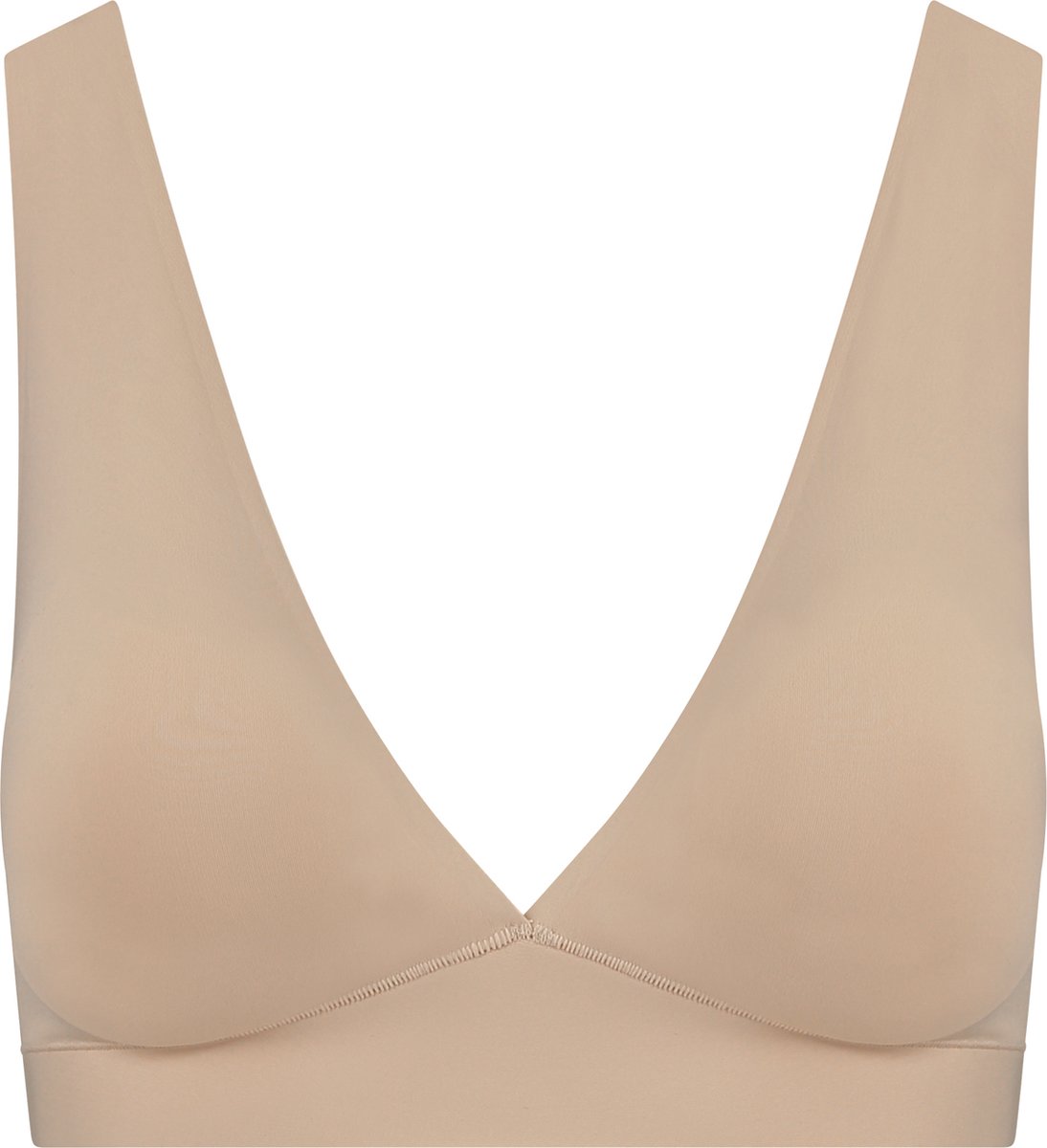 Bye Bra Deep Plunge Bralette, zonder beugel, lichte ondersteuning met brede bandjes, uitneembare vulling, naadloze shapewear voor laag uitgesneden outfits, beige en zwart (VK, Alpha, XL, Regular, Regular, Standard, Beige)