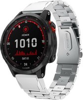 Stalen Smartwatch bandje - Geschikt voor  Garmin Fenix 7 stalen band - zilver - Strap-it Horlogeband / Polsband / Armband