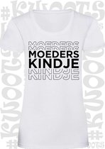 MOEDERS KINDJE dames t-shirt - Wit - Maat XS - korte mouwen - grappige teksten - leuke shirtjes - humor  - quotes - kwoots