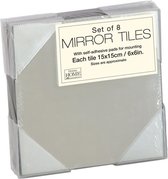 Set van 8 vierkante glazen spiegels 15x15 cm wit