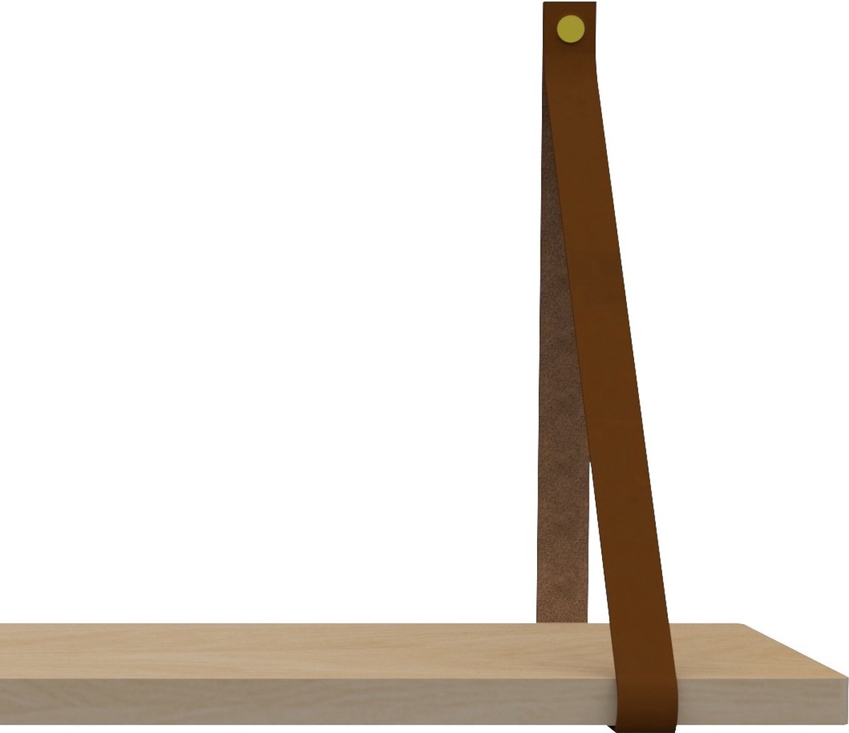 Handles and more Leren plankdragers - met sierschroeven - 100% leer – Lichtbruin – set van 2 leren plank banden