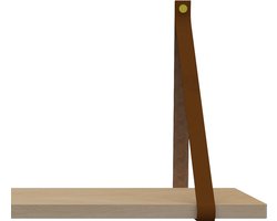 Handles and more Leren plankdragers - met sierschroeven - 100% leer – Lichtbruin – set van 2 leren plank banden