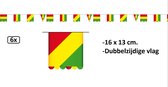 6x Vlaggenlijn karton rood/geel/groen 3 meter dubbelzijdige vlaggenlijn - Carnaval Thema feest versiering vlag lijn festival