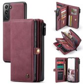 Caseme - Samsung Galaxy S21 FE - Luxe Multi Portemonnee Hoesje - Rood