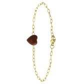Lucardi - Dames Goldplated armband met hart zonnesteen - Staal - Armband - Cadeau - 20 cm - Goudkleurig