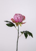 Kunstbloem - set van 2 - Pioenroos - decoratieve tak -  45 cm - roze