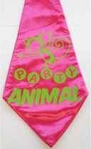 Stropdas roze met de tekst Party Animal - stropdas - feest roze - party - vrijgezellenfeest