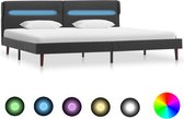 Decoways - Bedframe met LED stof donkergrijs 180x200 cm