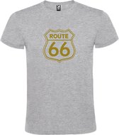 Grijs t-shirt met 'Route 66' print Goud  size XXL