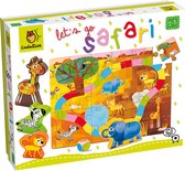 Ludattica DUDÙ Spellen: OP SAFARI puzzel+spel 50x70cm, met 5 pionnen (dieren)  en kleurendobbelsteen, doos 34x27,5x8cm, 2+