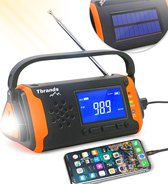 Tbrands ® Noodradio - Opwindbare radio - Noodradio dynamo solar - Noodradio opwindbaar - Noodradio zaklamp/Powerbank - Survival radio - Werfradio - Noodpakket - Oranje