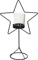 T-lichthouder | metaal | zwart | 20x10x (h)32.5 cm