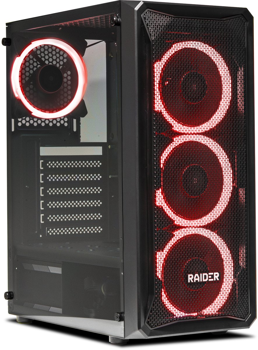 RAIDER CA2 PRO GAMING ATX PC Case - Behuizing met Rode Led