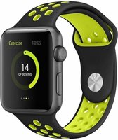 Rubberen sport bandje voor de Geschikt voor Apple Watch 38mm - 40mm M/L - Zwart Geel 1|2|3|4|5|6|7