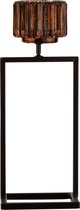 Theelichthouder | glas | bruin - zwart | 12x11x (h)31.5 cm