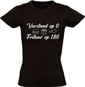 Verstand op 0 frituur op 180 Dames t-shirt | eten | friettent | cadeau | Zwart