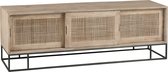 Tv-meubel | hout | zwart - naturel | 150x40x (h)50.5 cm