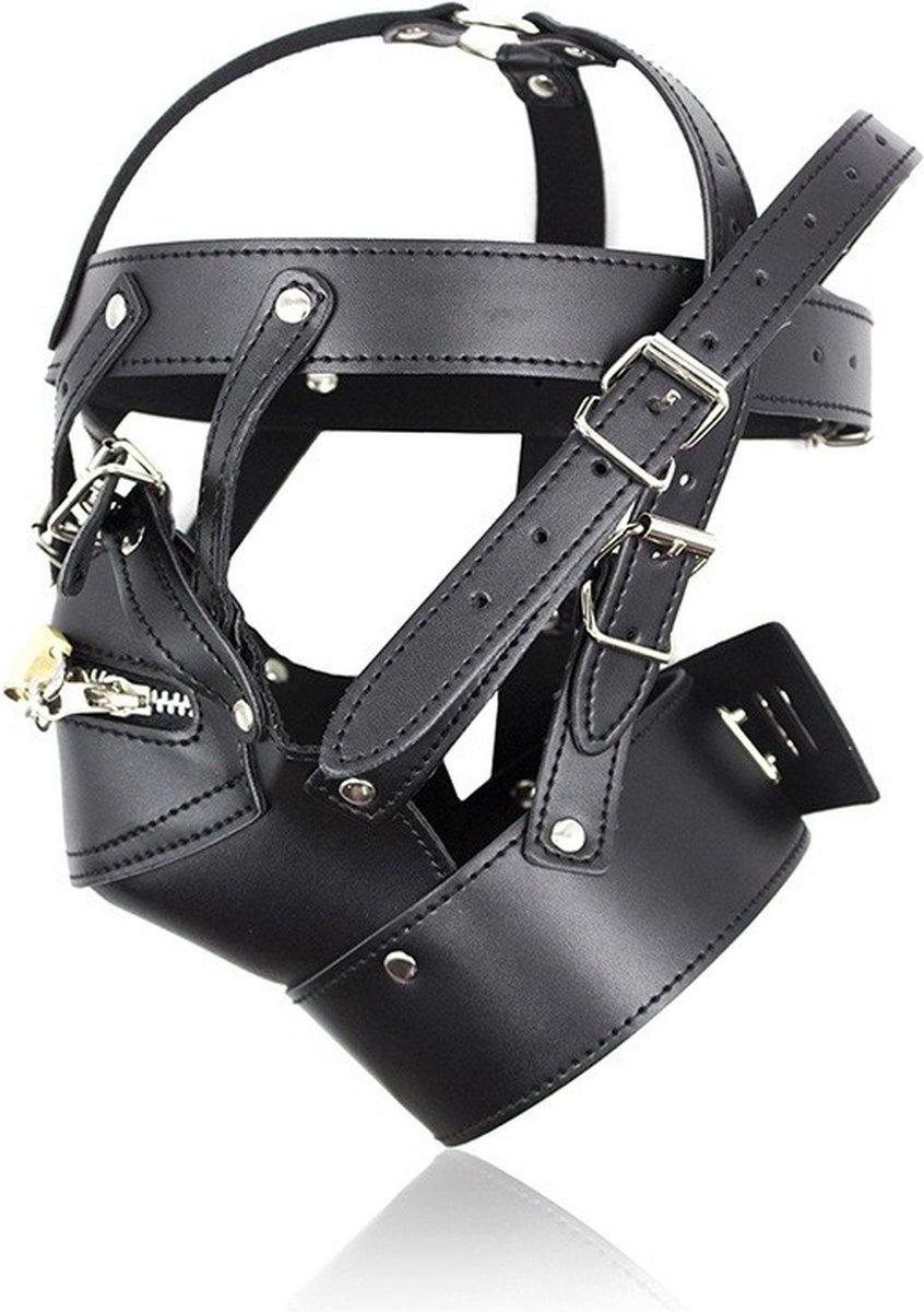 PU leren hoofdmasker met mondrits