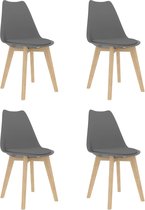 4 Moderne kunststof eetkamerstoelen stoelen met zachte lederen zitting - grijs - grey - ergonomische kuipstoelen - Palerma Design - ergonomisch - stoel - zetel - zacht - leer - woonkamerstoel