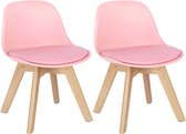 furnibella - Set van 2 kinderstoelen met houten poten voor kinderkamers roze