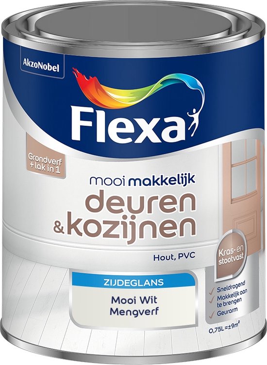 Flexa Mooi Makkelijk - Lak - Deuren en Kozijnen - Mengkleur - Mooi Wit - Mooi Makkelijk - 750 ml