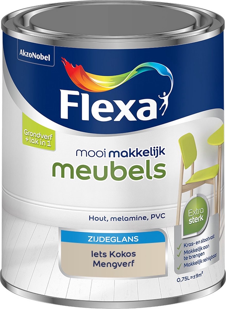 Flexa Mooi Makkelijk Verf - Meubels - Mengkleur - Iets Kokos - 750 ml