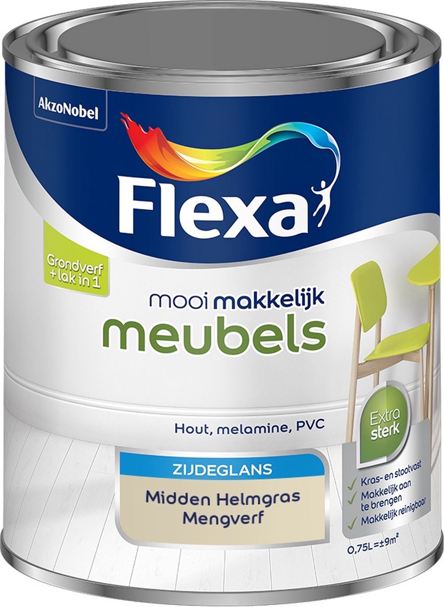 Flexa Mooi Makkelijk Verf - Meubels - Mengkleur - Midden Helmgras - 750 ml