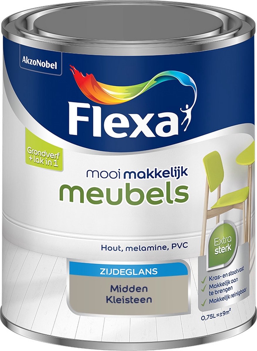 Flexa Mooi Makkelijk Verf - Meubels - Mengkleur - Midden Kleisteen - 750 ml