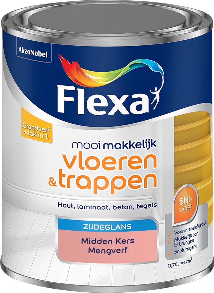 Flexa Mooi Makkelijk Verf - Vloeren en Trappen - Mengkleur - Midden Kers - 750 ml