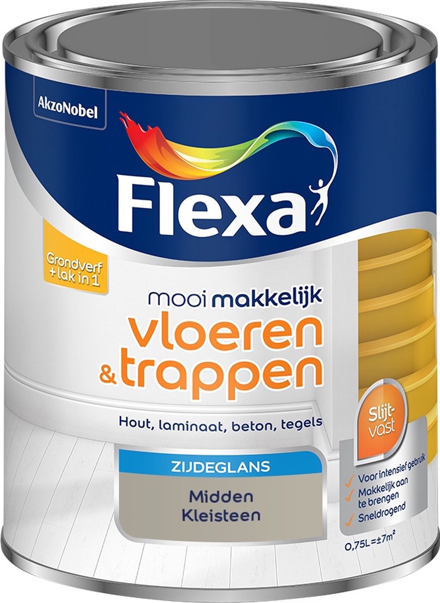Flexa Mooi Makkelijk Verf - Vloeren en Trappen - Mengkleur - Midden Kleisteen - 750 ml