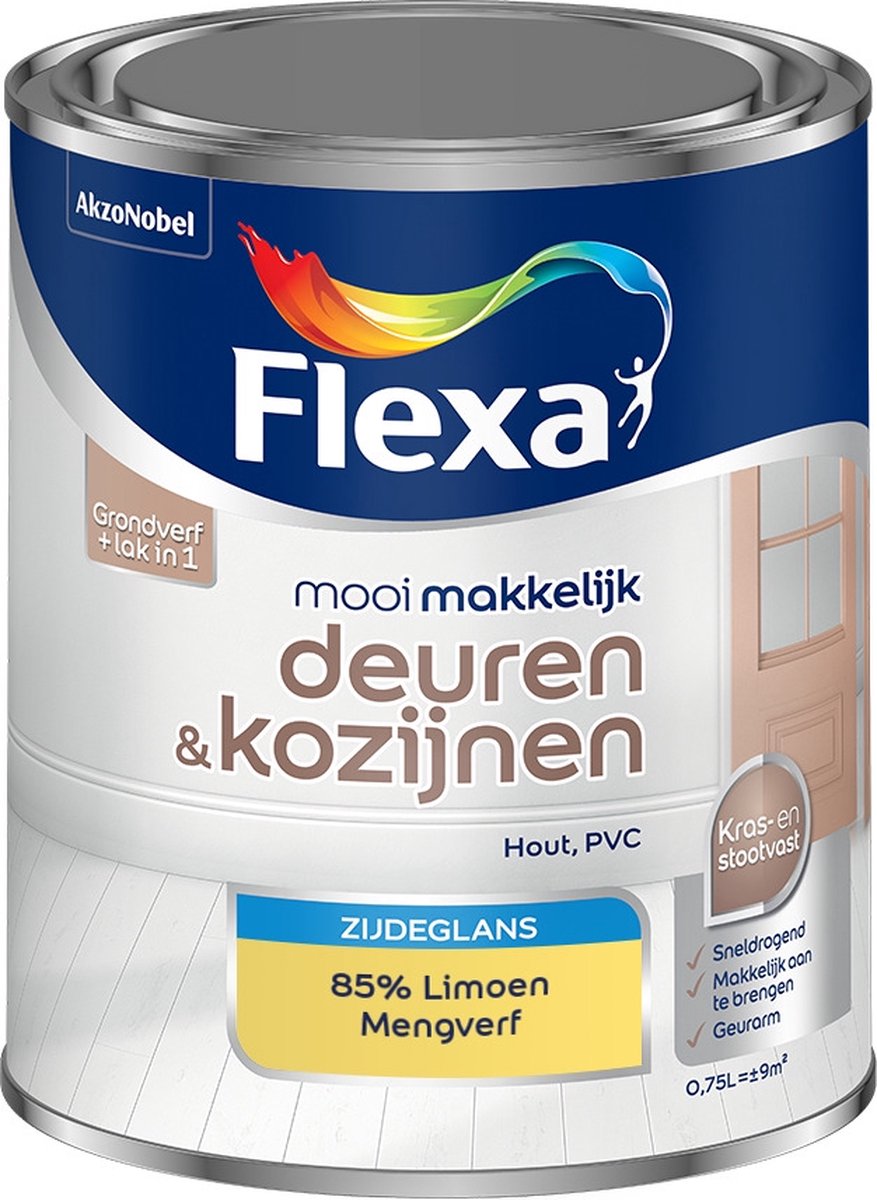Flexa Mooi Makkelijk Verf - Deuren en Kozijnen - Mengkleur - 85% Limoen - 750 ml