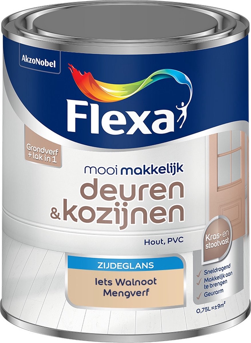 Flexa Mooi Makkelijk Verf - Deuren en Kozijnen - Mengkleur - Iets Walnoot - 750 ml