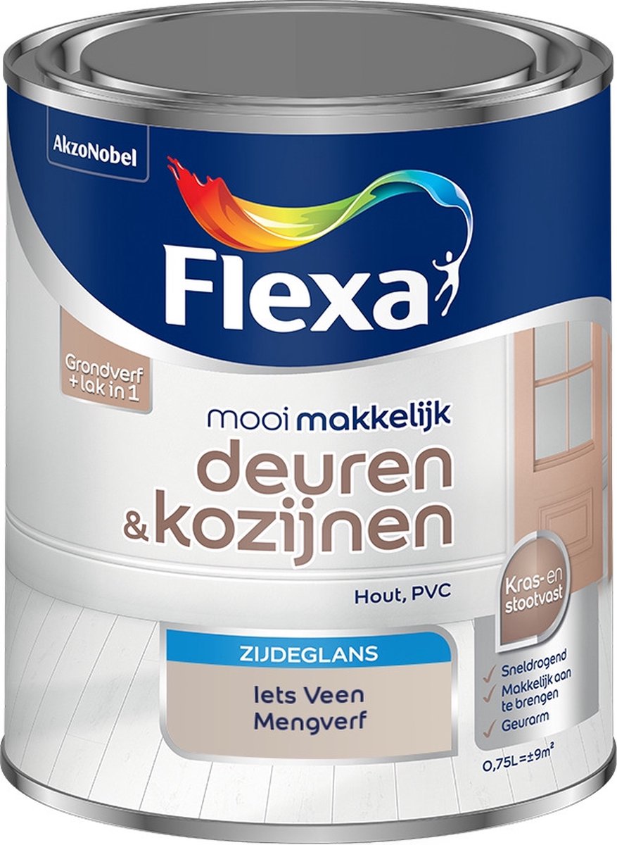 Flexa Mooi Makkelijk Verf - Deuren en Kozijnen - Mengkleur - Iets Veen - 750 ml
