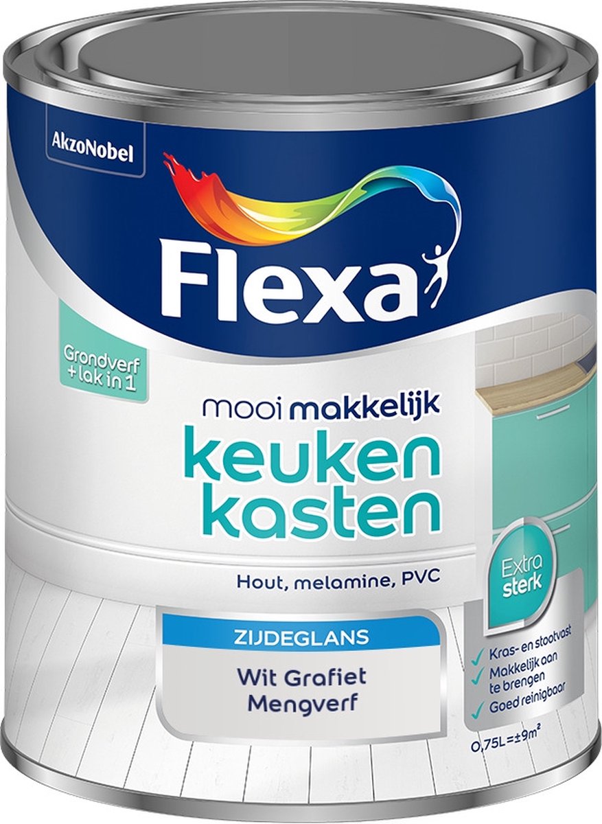 Flexa Mooi Makkelijk Verf - Keukenkasten - Mengkleur - Wit Grafiet - 750 ml