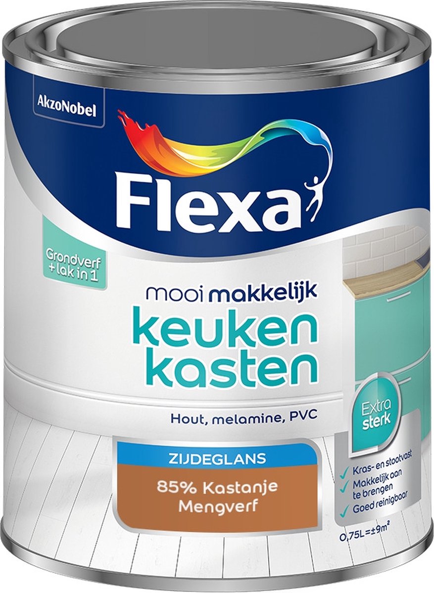 Flexa Mooi Makkelijk Verf - Keukenkasten - Mengkleur - 85% Kastanje - 750 ml