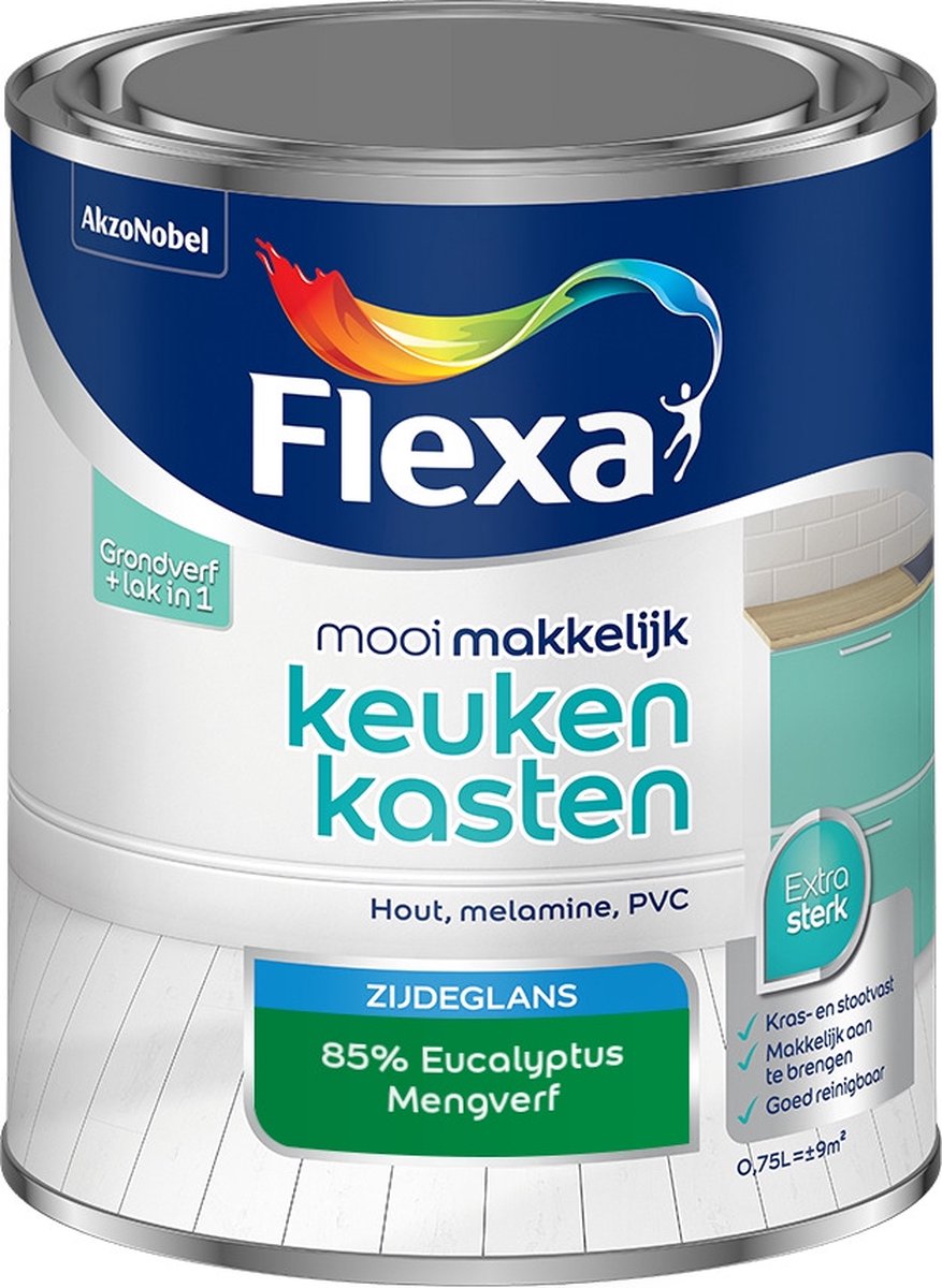 Flexa Mooi Makkelijk Verf - Keukenkasten - Mengkleur - 85% Eucalyptus - 750 ml