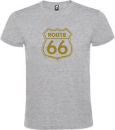 Grijs t-shirt met 'Route 66' print Goud  size 4XL