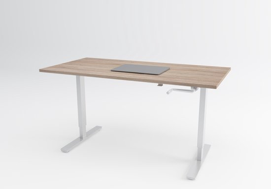 Tri-desk Eco | Handmatig zit-sta bureau | Wit onderstel | Robson eiken blad | 200 x 80 cm