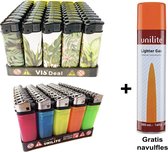 100 stuks Aanstekers - 50 stuks wegwerp aansteker en 50 stuks klik aanstekers navulbaar met Gratis gasfles