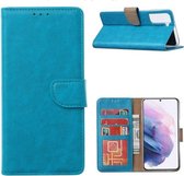 Samsung Galaxy A52 (SM-A525F) - Bookcase Turquoise - Portefeuille - Magneetsluiting met 2 stuks Tempered Screenprotectors