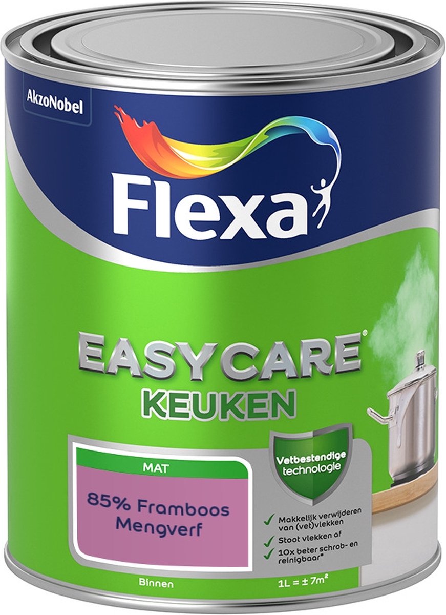 Flexa Easycare Muurverf - Keuken - Mat - Mengkleur - 85% Framboos - 1 liter