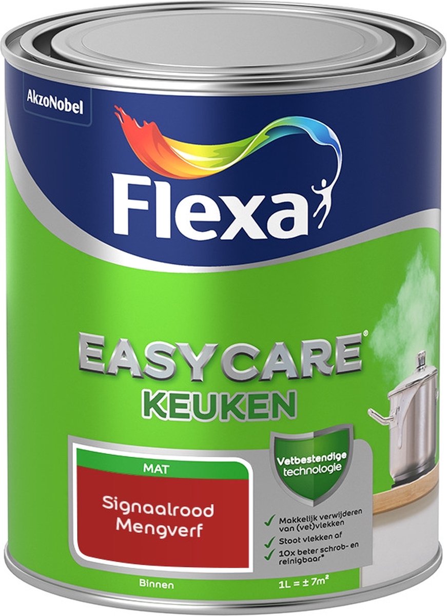 Flexa Easycare Muurverf - Keuken - Mat - Mengkleur - Signaalrood - 1 liter