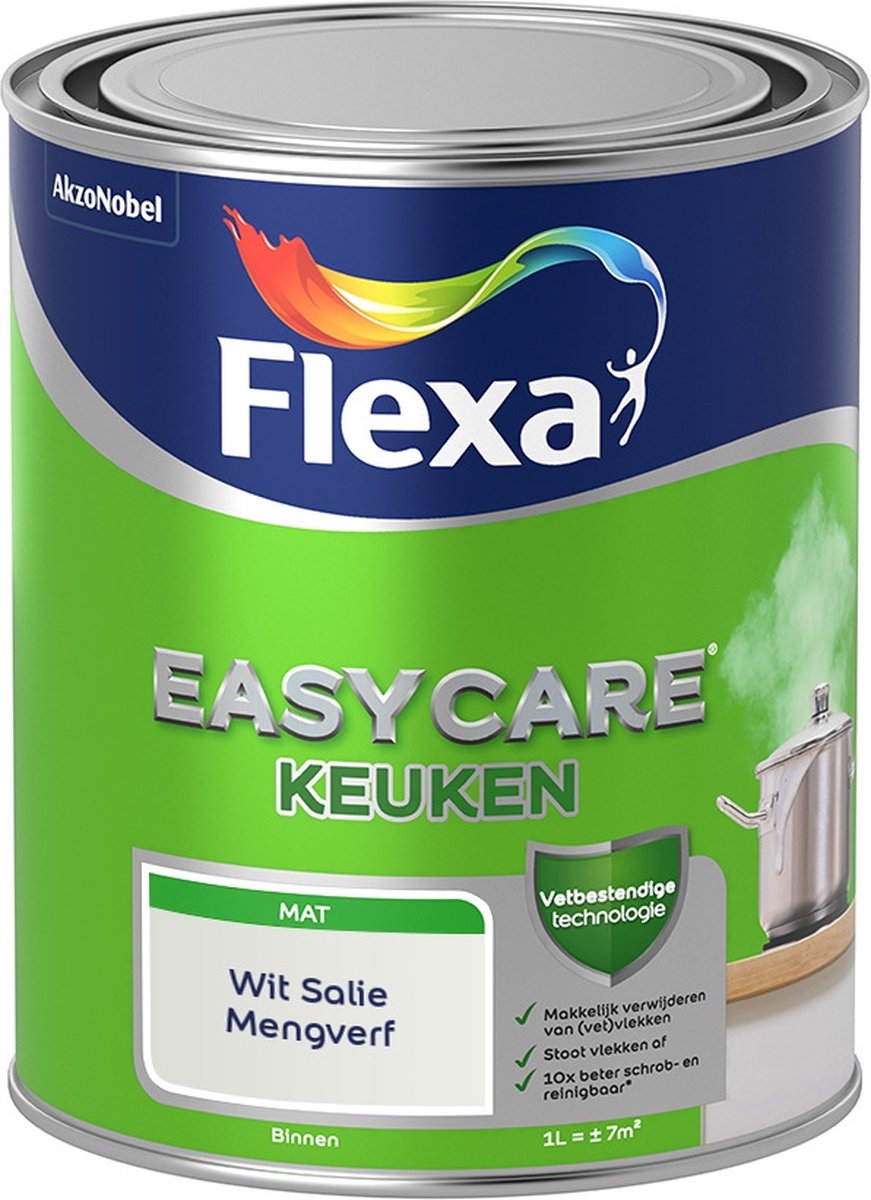 Flexa Easycare Muurverf - Keuken - Mat - Mengkleur - Wit Salie - 1 liter