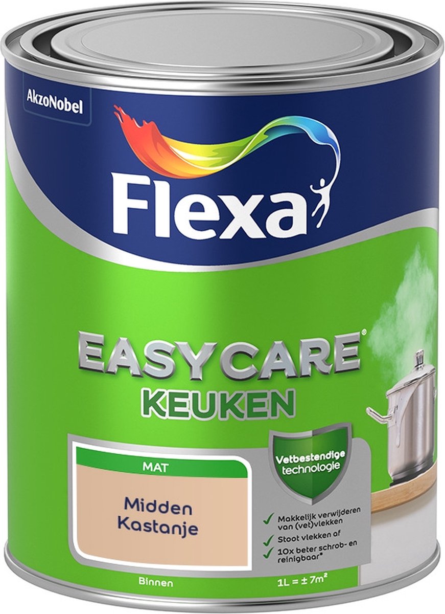 Flexa Easycare Muurverf - Keuken - Mat - Mengkleur - Midden Kastanje - 1 liter