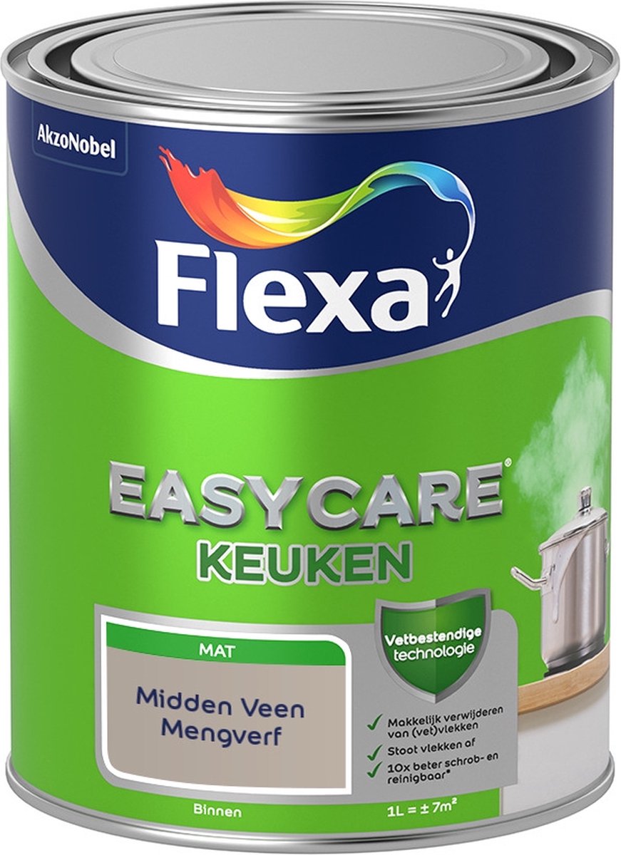 Flexa Easycare Muurverf - Keuken - Mat - Mengkleur - Midden Veen - 1 liter
