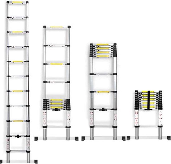 Maxx Telescopische ladder - 13 sporten - Maximale werkhoogte 3.80m -  Aluminium | bol.com